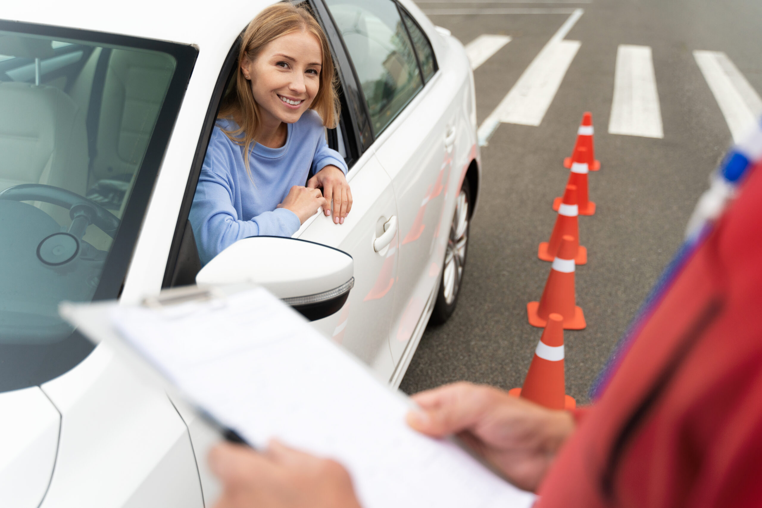 Learner driver taking a practical driving test at Oxford (Cowley) test centre